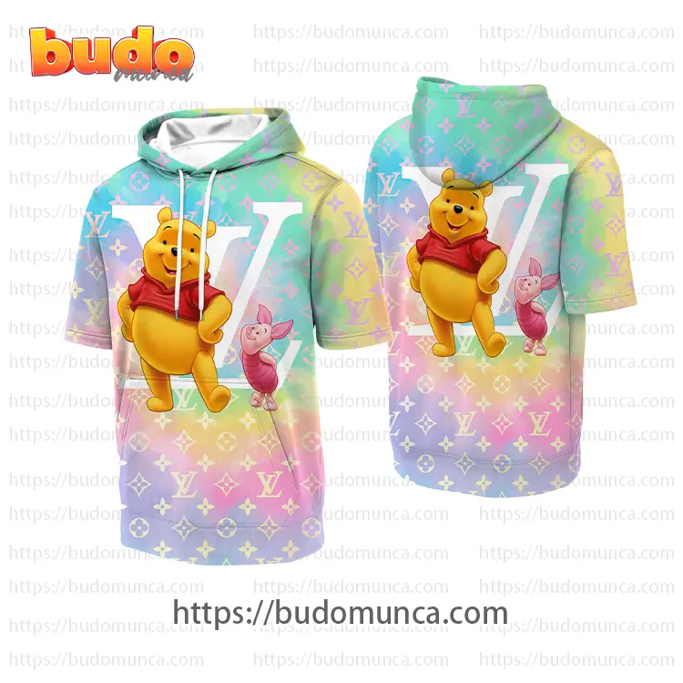 Louis vuitton and winnie the pooh disney hooded short sleeve t-shirt gift uninque for kid man women